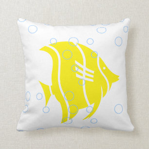 Yellow fish  on  white  PILLOW