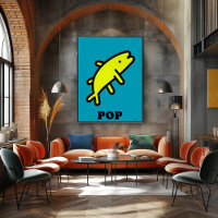 Yellow Fish Pop Art Bold Animal Cartoon Silhouette