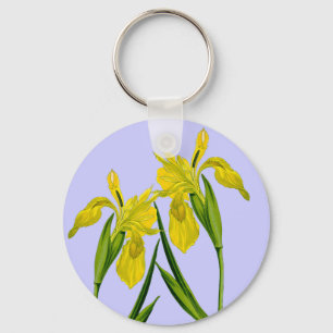 Yellow Flag Iris Botanical Drawing Keychain