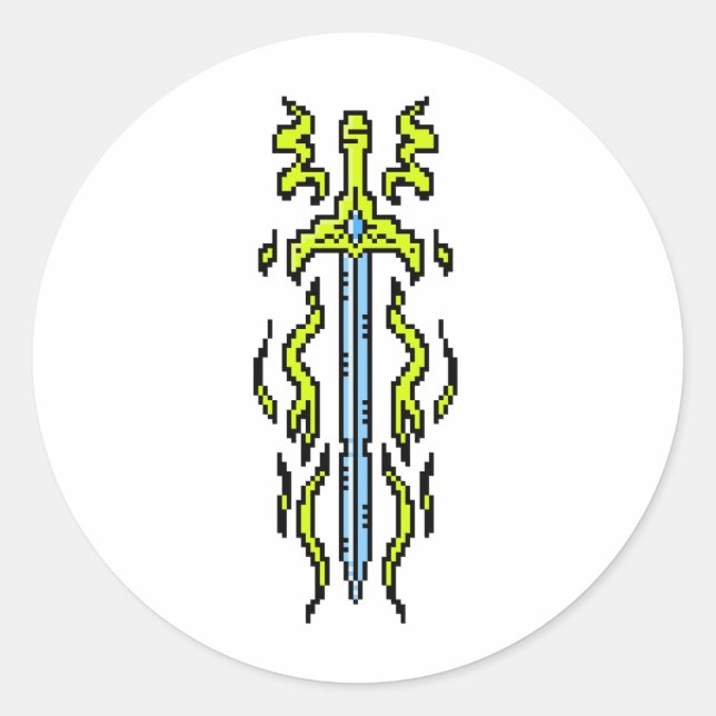 Yellow Flame Longsword Fantasy Weapon Art Classic Round Sticker (Front)
