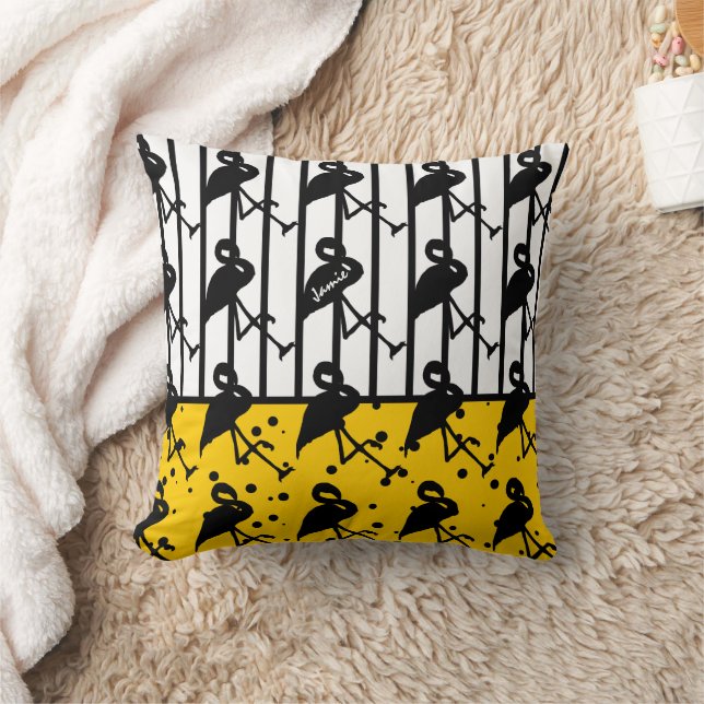 Yellow Flamingo Any Colour Cushion (Blanket)