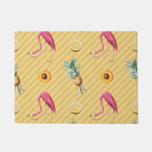 Yellow Flamingo Mango Lemon Pattern Doormat