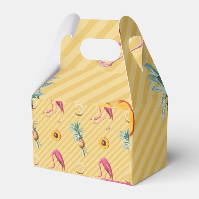 Yellow Flamingo Mango Lemon Pattern Favour Box (Front Side)