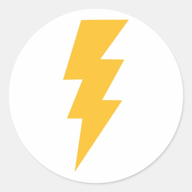 Yellow Flash Lightning Bolt Classic Round Sticker (Front)