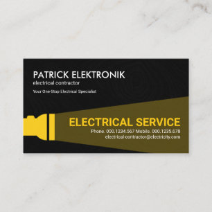 Yellow Flashlight Black Night Grunge Electrician Business Card