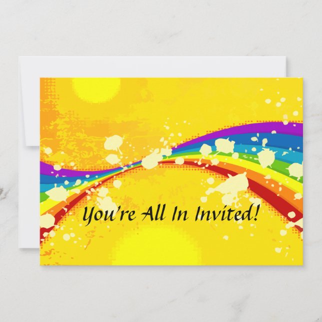 Yellow Flashy Rainbow Set Invitation (Front)
