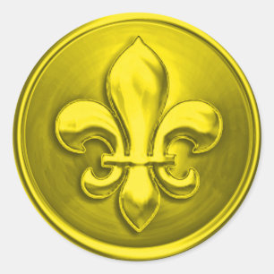 Yellow Fleur de Lis Envelope Seal Embossed Look