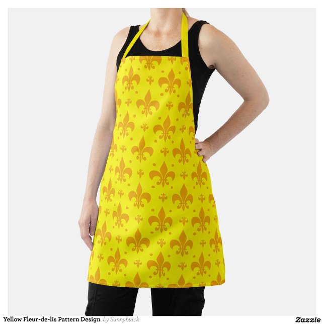 Yellow Fleur-de-lis Pattern Design  Apron (Creator Uploaded)