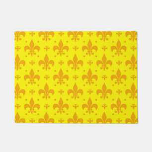 Yellow Fleur-de-lis Pattern Design Doormat