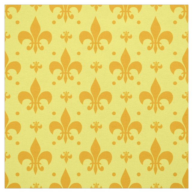 Yellow Fleur-de-lis Pattern Design  Fabric (Swatch)