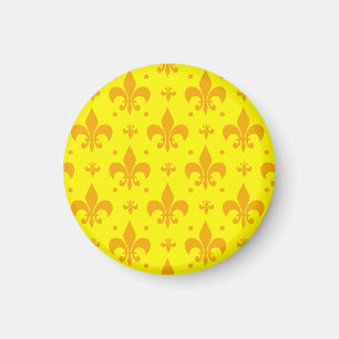 Yellow Fleur-de-lis Pattern Design Magnet