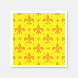 Yellow Fleur-de-lis Pattern Design  Napkin