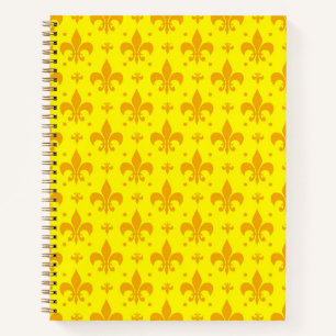 Yellow Fleur-de-lis Pattern Design Notebook