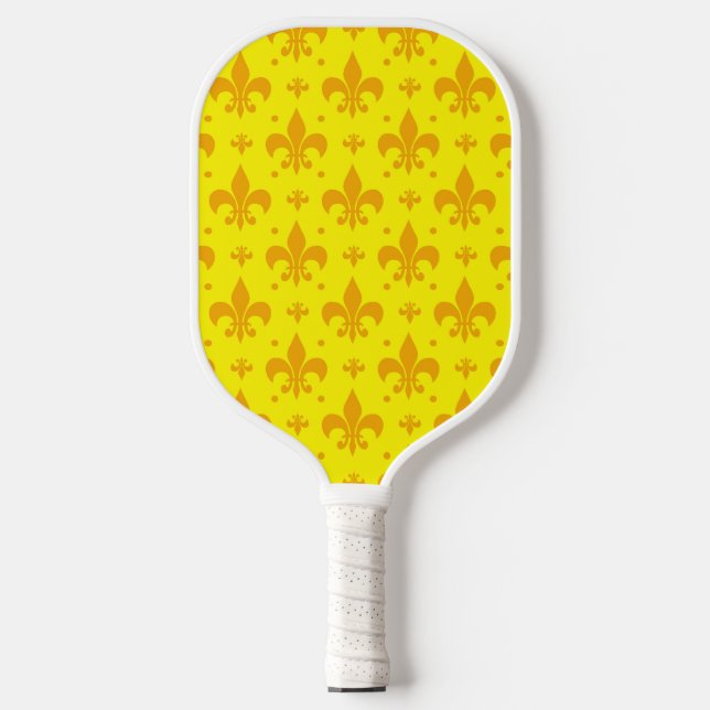 Yellow Fleur-de-lis Pattern Design  Pickleball Paddle (Front)