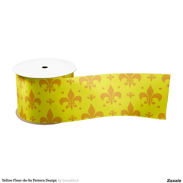 Yellow Fleur-de-lis Pattern Design  Satin Ribbon (Creator Uploaded)