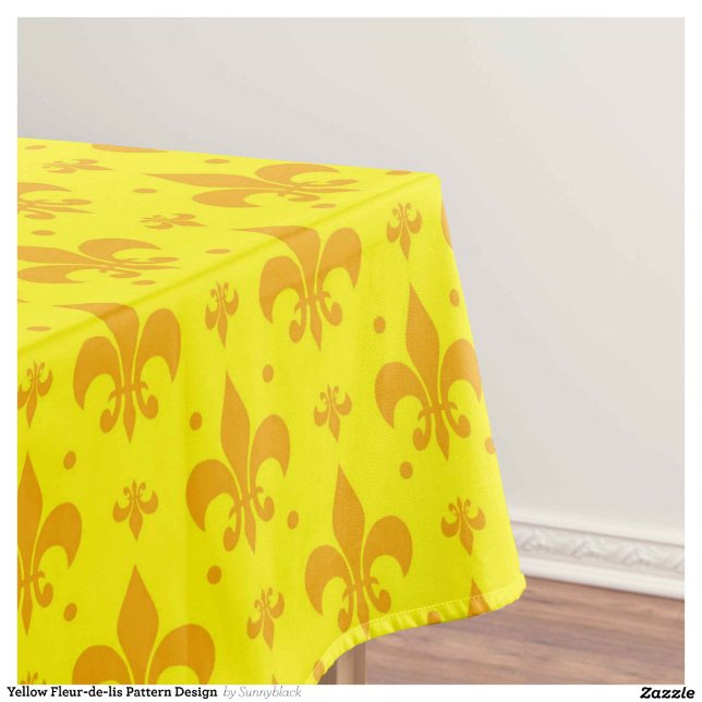 Yellow Fleur-de-lis Pattern Design  Tablecloth (Creator Uploaded)