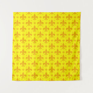 Yellow Fleur-de-lis Pattern Design Tapestry