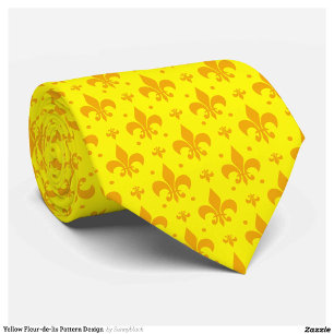 Yellow Fleur-de-lis Pattern Design Tie