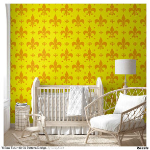 Yellow Fleur-de-lis Pattern Design Wallpaper