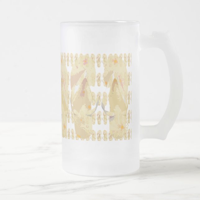 Yellow Flip Flops Abstact Frosted Glass Beer Mug (Right)