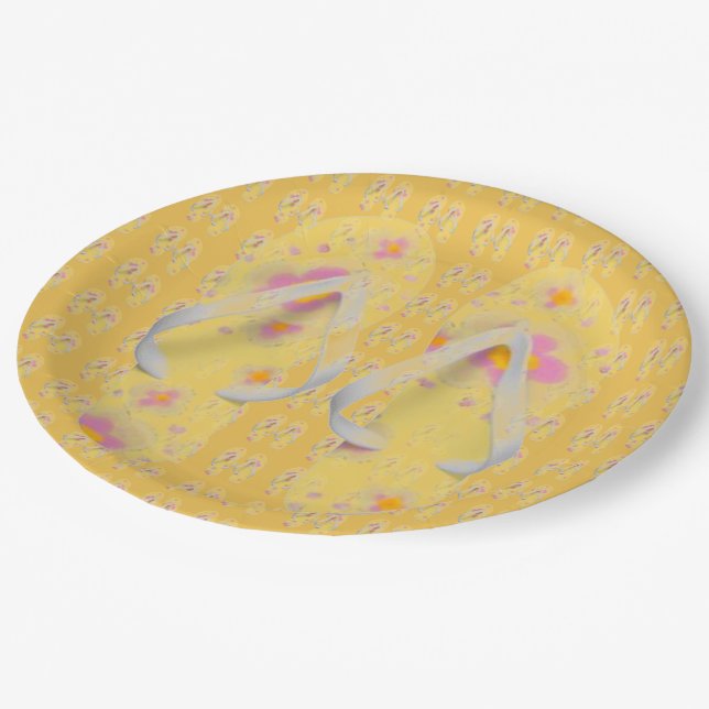 Yellow Flip Flops Paper Plate (Angled)