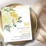 Yellow Floral 90th Budget Birthday Invitation<br><div class="desc">Looking for a budget-friendly birthday invitation that still captures the celebratory spirit of the occasion? Look no further than our customisable yellow floral paper invitation! With its cheerful yellow floral design, this invitation is perfect for any spring or summer birthday party. And because it's fully customisable, you can personalise it...</div>