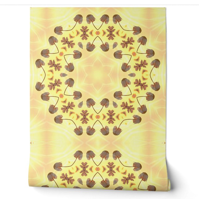 Yellow Floral Abstract Wallpaper (Unrolling)