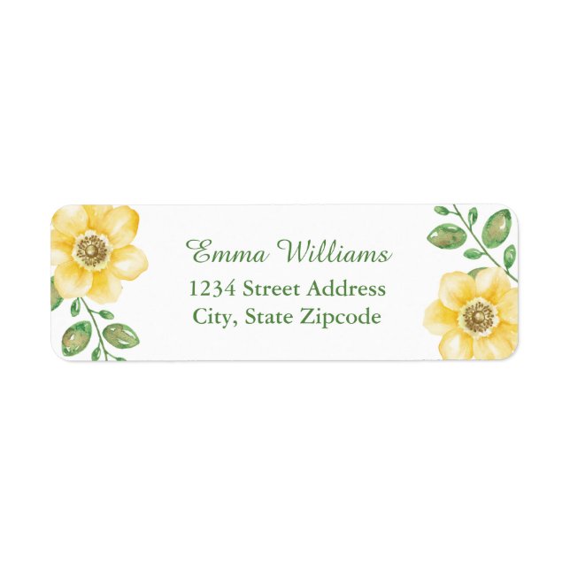 Yellow Floral Address Labels (Front)