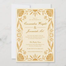 Yellow Floral and Sunshine Wedding Invitation