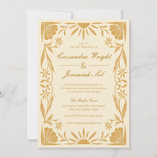 Yellow Floral and Sunshine Wedding Invitation