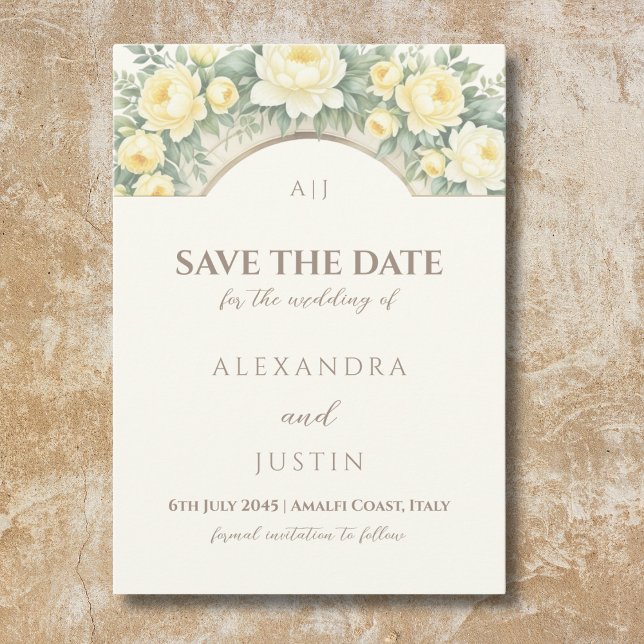 Yellow Floral Arch Italian Wedding Save the Date  Invitation (Creator Uploaded)