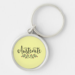 Yellow Floral Austenite Jane Austen Key Ring