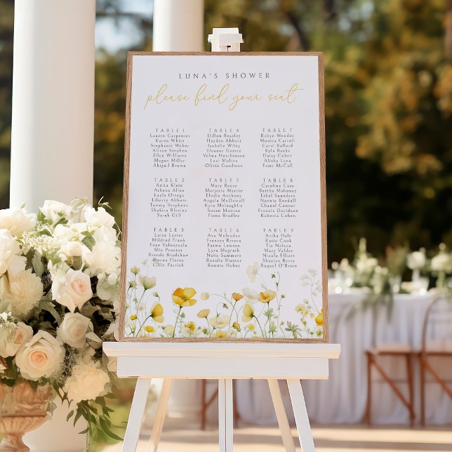 Yellow Floral Baby In Bloom Seating Chart Poster (Creator Uploaded)