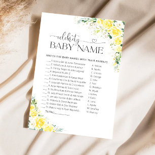 Yellow Floral Baby Shower Celebrity Baby Name Game
