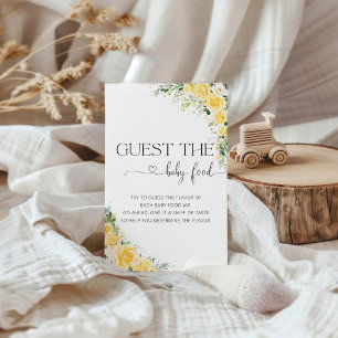 Yellow Floral Baby Shower Guess the Baby Food Game
