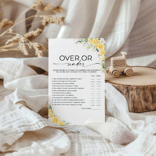 Yellow Floral Baby Shower Over or Under Game