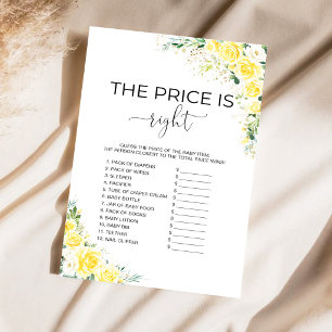 Yellow Floral Baby Shower The Price Is Right Game