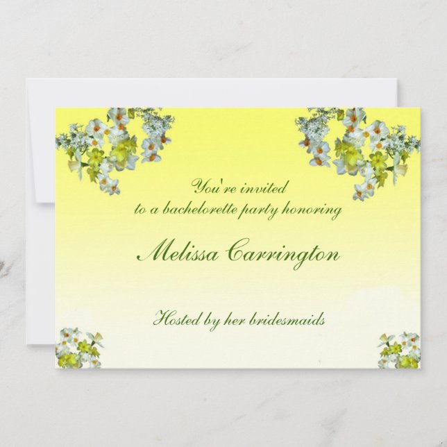 Yellow Floral Bachelorette Party Invitation (Front)