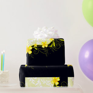 Yellow Floral Background Wrapping Paper