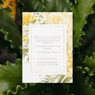 Yellow Floral Bereavement Funeral Thank You Card