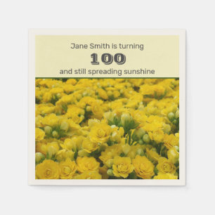 Yellow Floral Birthday Celebratation Milestone  Napkin