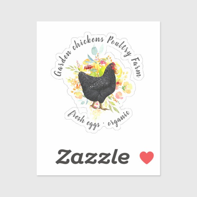 yellow floral black chicken farmhouse sticker (Sheet)