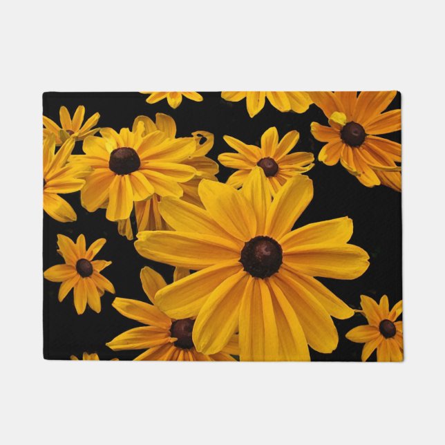 Yellow Floral Black Eyed Susan Flowers Door Mat (Front)