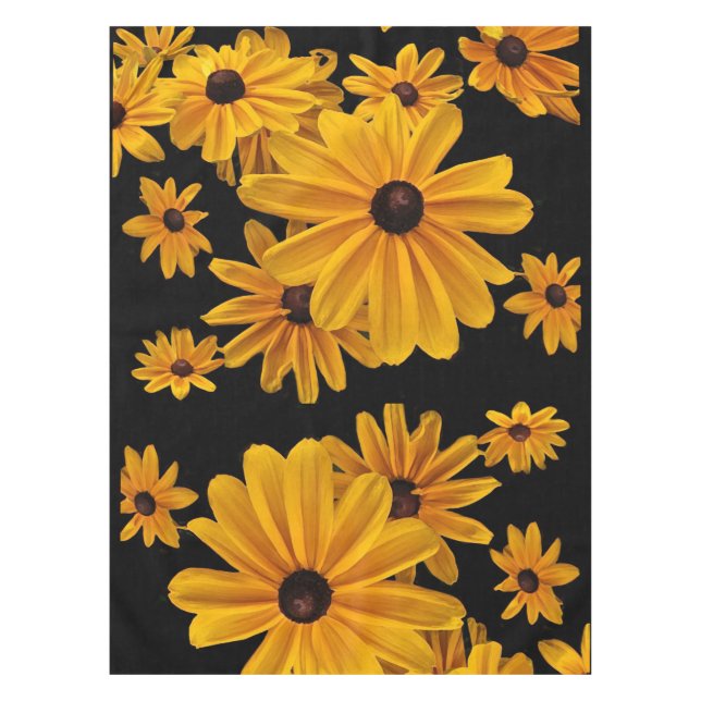 Yellow Floral Black Eyed Susan Flowers Tablecloth (Front)