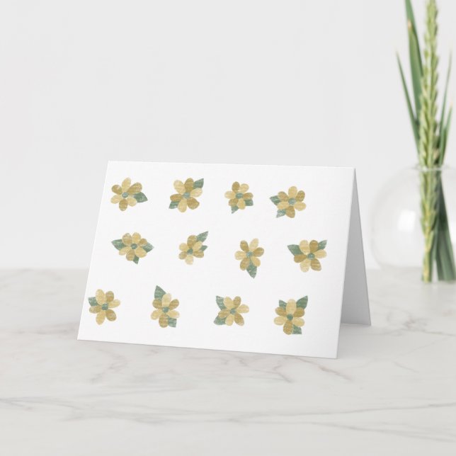 Yellow Floral Blank Greeting Card (Front)