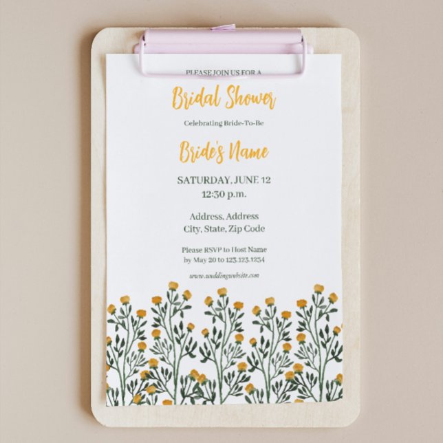 Yellow Floral Blossom Bridal Shower Invitation (Creator Uploaded)