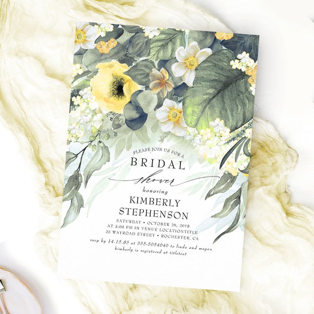 Yellow Floral Bohemian Chic Bridal Shower Invitation (Creator Uploaded)