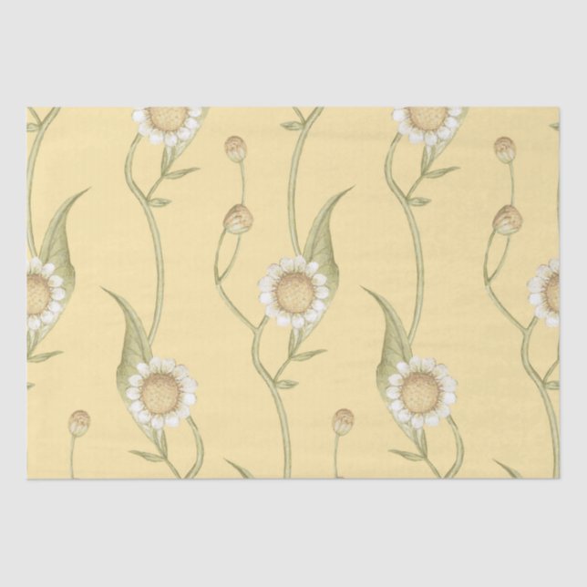 Yellow Floral Boho Daisy Chain Pattern Tissue Paper (Front)