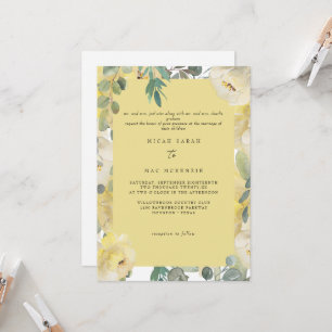 Yellow Floral Both Parents Wedding Invitation