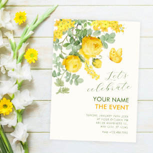 Yellow floral branch invitation